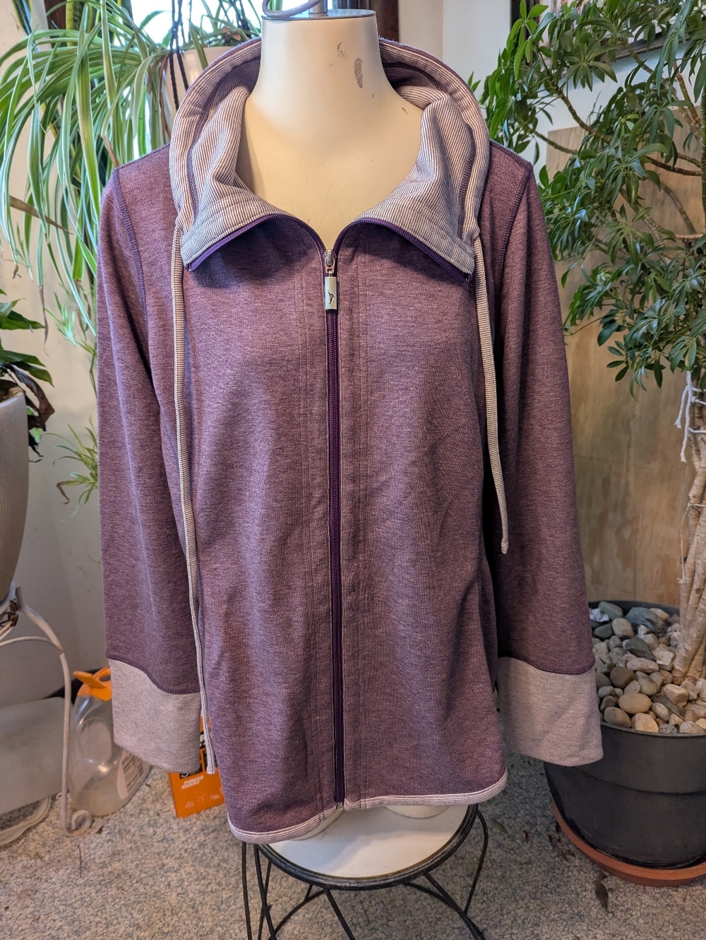 Women's Tommy Bahama Purple/ Stripe Trim  Zip Frt Jacket Sz XL